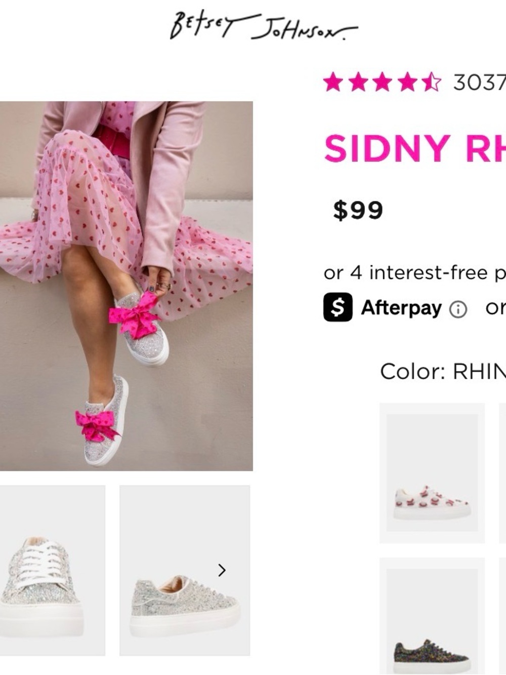 Betsey Johnson Iridescent Crystal White Low-Top Sneakers - Picture 3 of 3